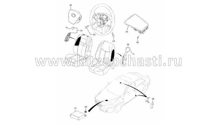 Модуль подушки безопасности водителя FAW Besturn B50 FA0257K0002